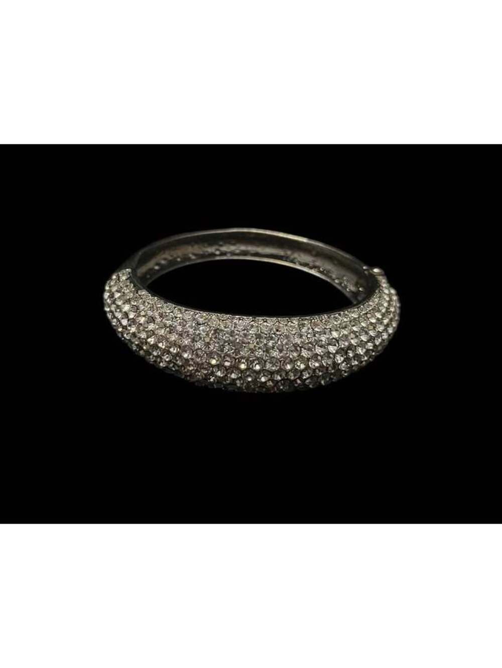 Silver-Toned Rhinestone Bangle Bracelet